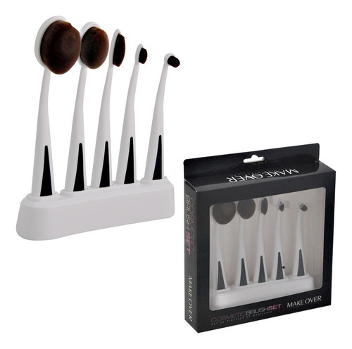 Set De 5 Brochas Para Maquillaje Makeover Color Blanco