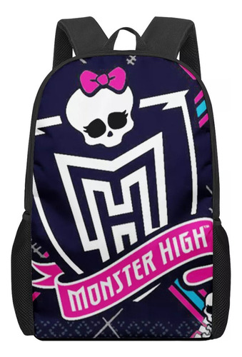 Mochila Escolar Monster High Con Patrón 3d Para Niños Y Niña