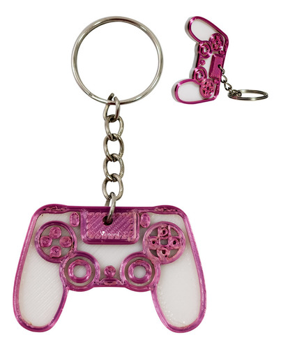 Llavero Tipo Control Videojuegos Gamer Impremli Color Blanco/Magenta