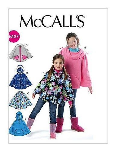 Mccall Patterns M6431 Diseño Poncho Para Niño Talla Cx