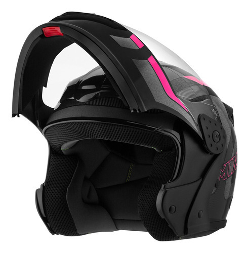 Capacete Robocop Escamoteável Fechado Mixs Gladiator Delta S Cor Cinza Rosa Brilhante Tamanho do capacete 60