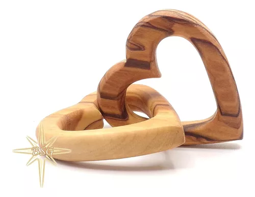 Dacaret Factory Corazones de madera de olivo Interwind unidos, un gran  regalo para San Valentín, compromiso y boda, corazones entrelazados,  corazón