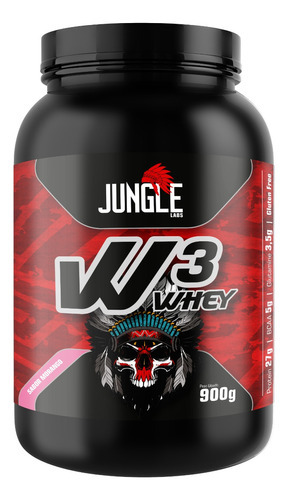 Whey Protein 3w 900g - Jungle Labs Sabor Morango