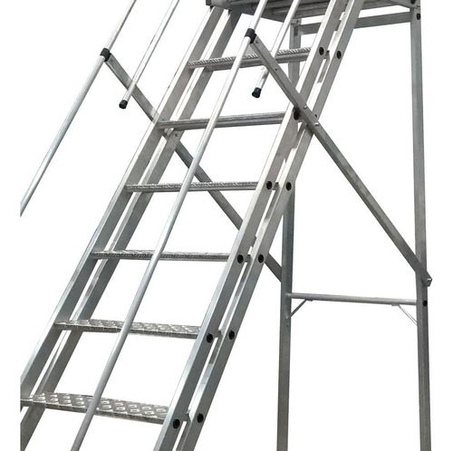 Escada Plataforma Nr12 2,50m 9 Degraus 2 Rodas Escaleve