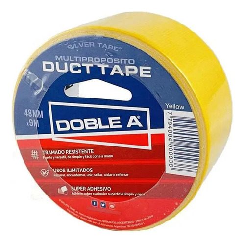 Rollo Cinta Duct Tape Doble A 48mm X 9m Tela Silver Colores