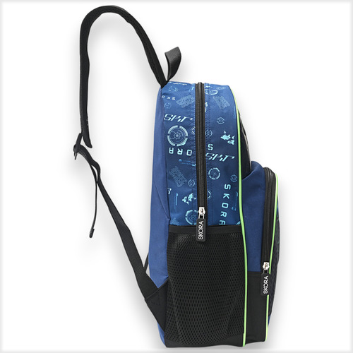 Mochila Skora 16 Pulgadas Escolar Reforzada Para Espalda Azul Gamer