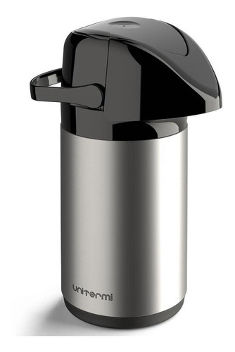 Garrafa Térmica Unitermi Verona 600ml Aço Inox Pressão Cor Cinza