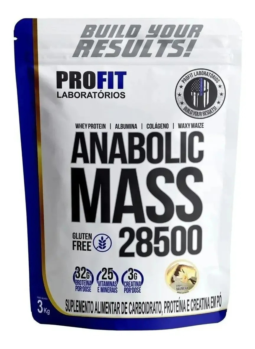 Hipercalórico Anabolic Mass 28500 - 3kg Profit Laboratórios Baunilha