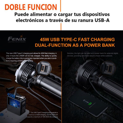 Linterna Led Fenix Lr80r 18000 L Recargable Sumergible