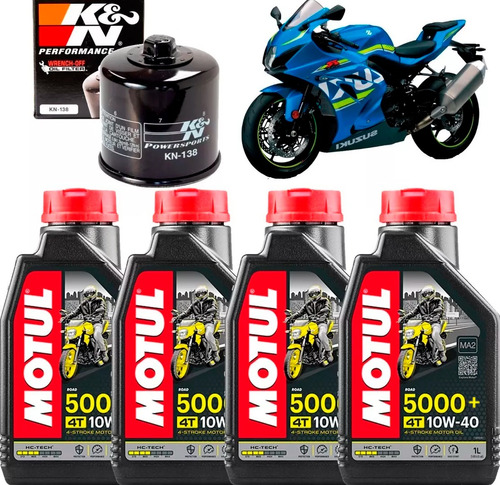 4 Oleo Motul 5000 10w40 Filtro Oleo Kn Suzuki Gsxr 1000 Srad