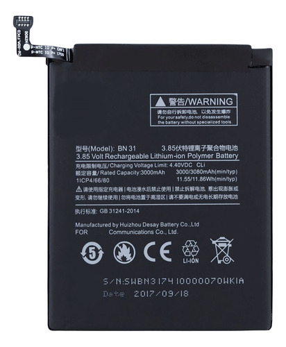 Kit Battr.ia Compatível Mi A1/ Mi 5x/ Note 5a/ Mi S2 Nova Du