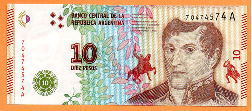 Billete 10 Pesos Conmemorativos, Bottero 4001, Año 2016 Mb +