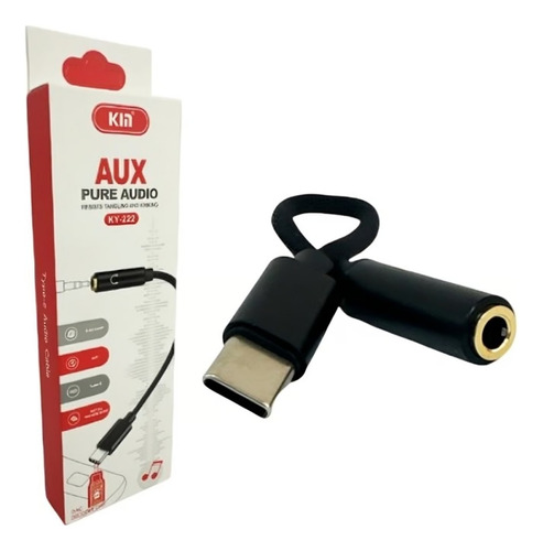 Adaptador Con Cable Typec A Jack 3,5 Para Audio Kim Ky-222