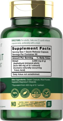 Cápsulas De Shilajit | 2000mg | 90 Contagem | Não Ogm E Sem