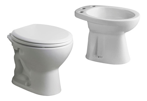 Inodoro Ferrum Corto Bidet + Tapa Juego De Baño Andina