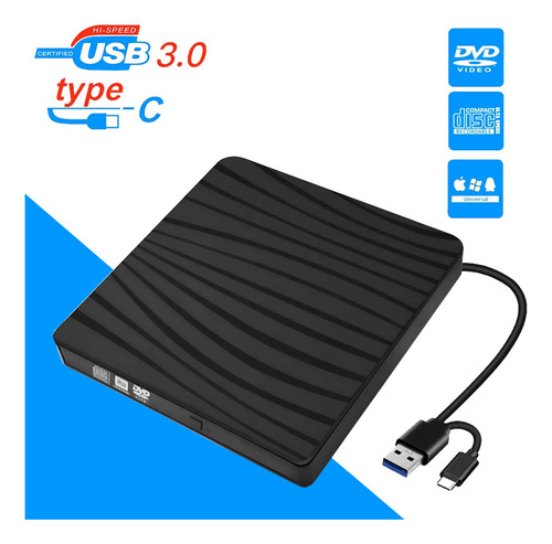 Yrrnae Unidad De Dvd Externa, Usb C/usb3.0 De Doble Puerto P
