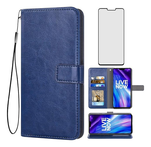 Compatible Con V40 Thinq Funda Tipo Cartera De Vidrio Templa