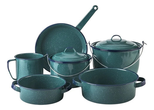 Batería De Cocina De Peltre Nova 8 Piezas Verde Aqua Cinsa