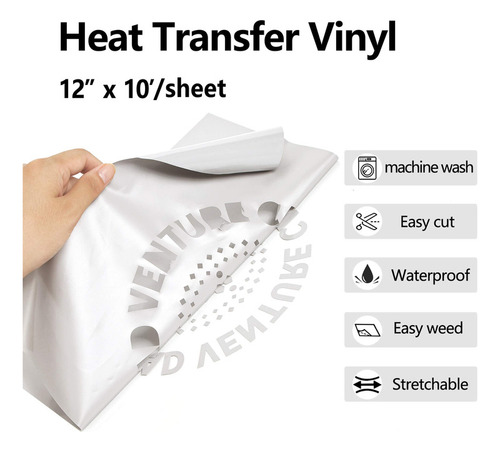 Renli Tong Vinilo Termoadhesivo Htv Gris, Rollo De 12 Pulgad