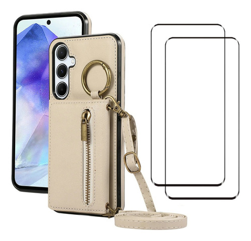 Funda Piel Tipo Cartera Con Cierre Cruzado Para Tarjetas