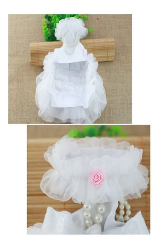 Imagen 3 de 7 de Worderful Vestido De Novia Para Perro Con Collar De Perla...