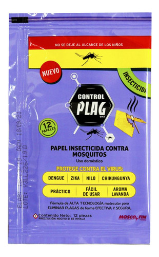 Papel Insecticida Tra Mosquitos Sobre C/12 Pzas Trol Plag 