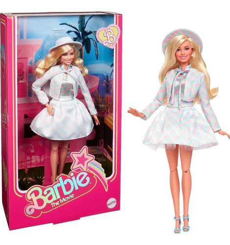 Boneca Barbie The Movie O Filme Chapéu Jaqueta Look Xadrez