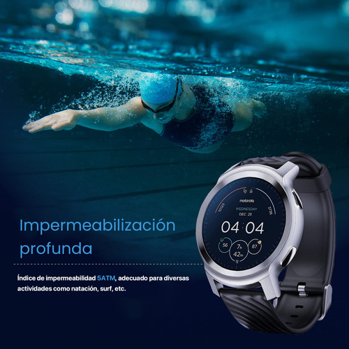 Smartwatch Moto Watch 100 Reloj Inteligente Deportivo 5atm Al Agua Smartwachth 1.3'' Pantalla Y Llamada Bluetooth Reloj Inteligente Hombre Color Plateado Plateado