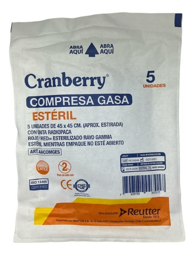 Compresa Gasa Estéril 45x45 (5 Unidades)