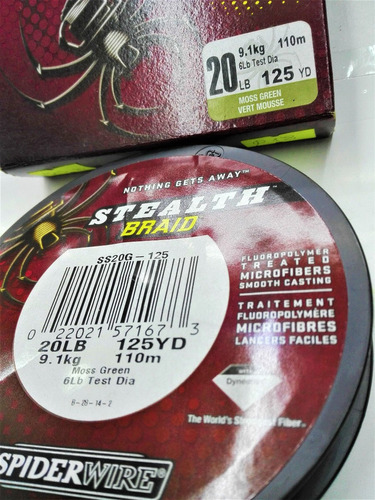 Multifilamento Spiderwire Stealth Braid 20lbs 125yds 110mts!