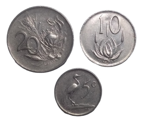 Monedas Sudáfrica 20, 10 Y 5 Centavos Rand 3 Piezas Envío 60