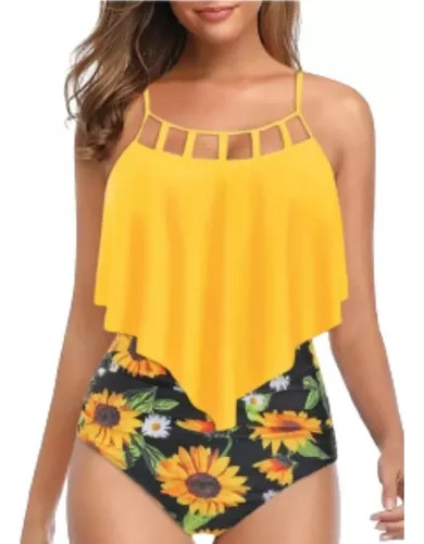 Bikini Alto Con Forma De Girasol