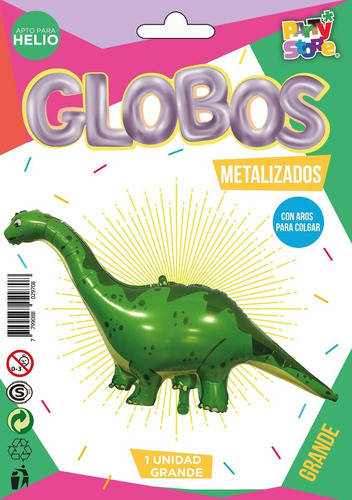 Globo Metalizado Dinosaurio Brontosaurio Apto Helio Grande