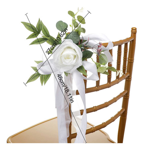 Msuiint Juego 8 Flor Para Silla Boda Bosque Respaldo Lazo