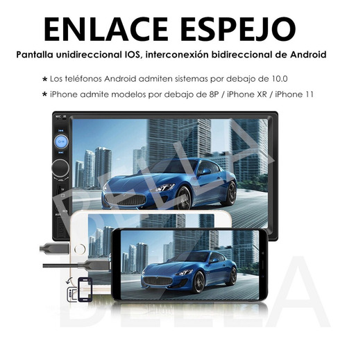 Imagen 4 de 9 de Estéreo De Coche Pantalla Táctil 7 Bluetooth Camara Reversa