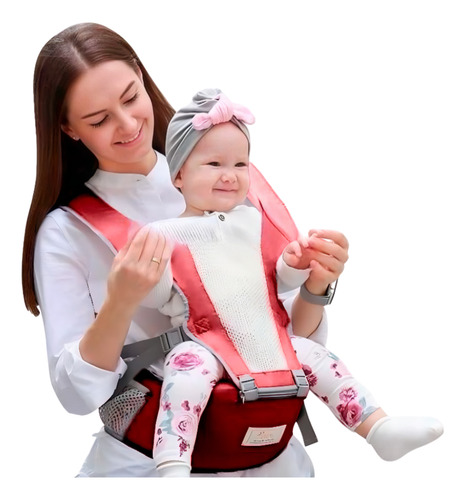 Canguru Para Carregar Bebê Bag Assento Acolchoado Ergonômico Cor Vermelho