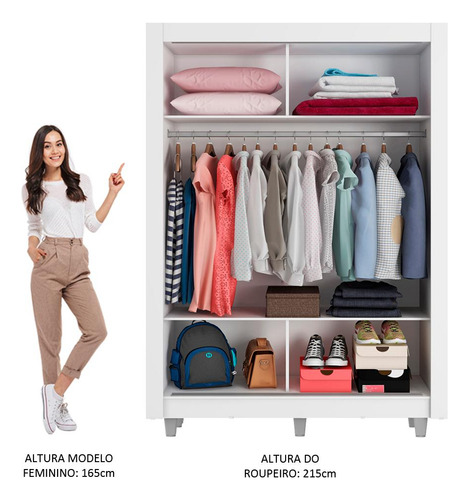 Ropero Closet Madesa Denver 2 Puertas Con 1 Espejo Bm 03 Color Blanco/Marrón
