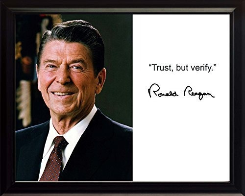 Ronald Reagan  Trust Pero Verificar  Quote Autógrafo 8 X 10 