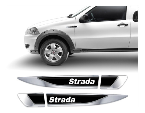 Par Adesivos Apliques Fiat Strada Resinado Cromado Res50