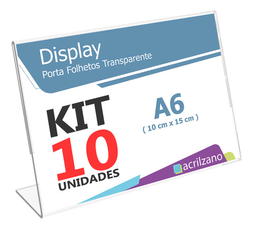 Display Acrilico Porta Retrato L A6 10x15 Kit/10