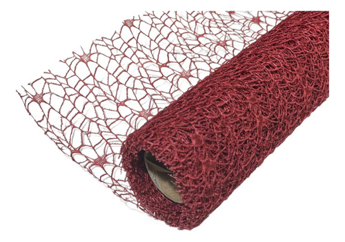 Rollo De Malla Tela Telaraña Ramo Flores Papel Coreano 3028 Bordó Telaraña
