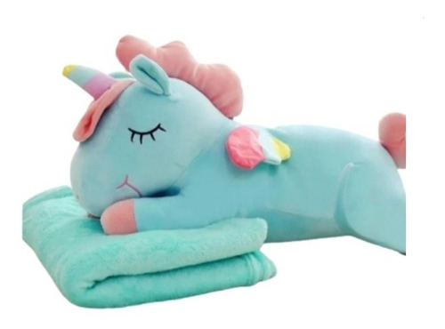 Juguete Peluche De Unicornio Kawaii Y Manta Suave Polar 