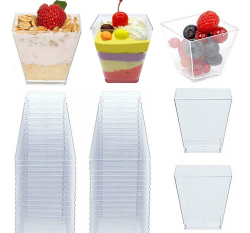 M 100pcs 60 Ml Transparente Postre Vasos Ps Plástico Duro