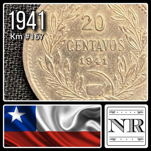 Chile - 20 Centavos - Año 1941 - Km #167 - Condor