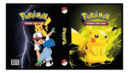 Álbum Pasta Fichário Pokemon Com 10 Folhas Pikachu Capa Dura