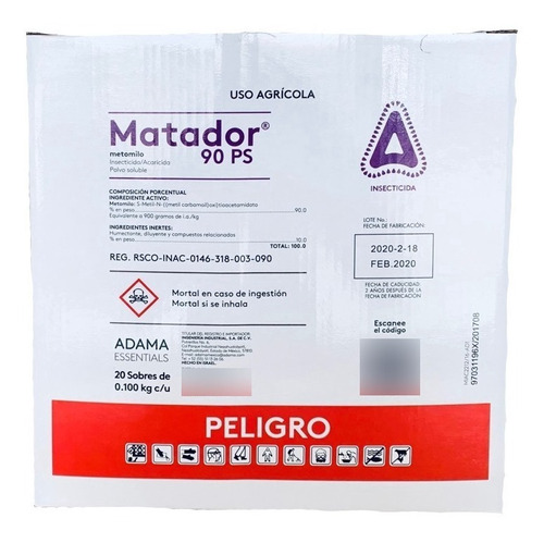 Matador Caja Con 20pz De 100 Gr C/u  Metomilo 