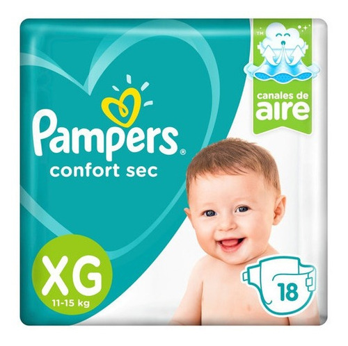 Pampers Confort Sec Pañales Extra Grande X 18 Unidades Género Sin género Tamaño Extra grande (XG)