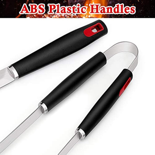 Espatula Para Parrilla Con Pinzas Mango Negro De 40 Cm 7 Pz