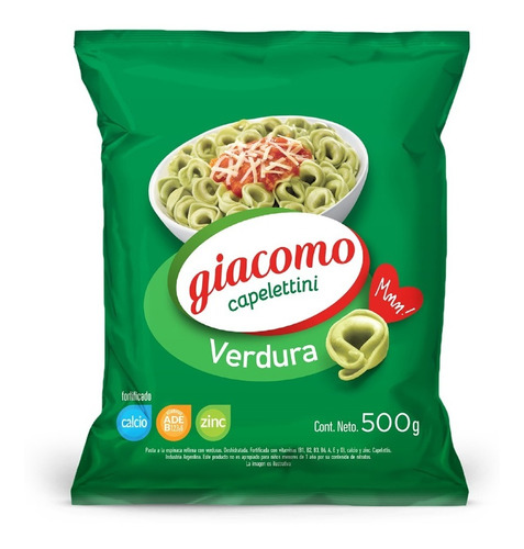 Capelettini Verdura Giacomo Pasta De Semola Fortificada 500g