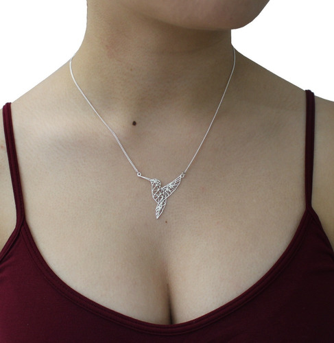 Imagen 5 de 10 de Collar Colibrí De Plata .925 Agálea Joyería
